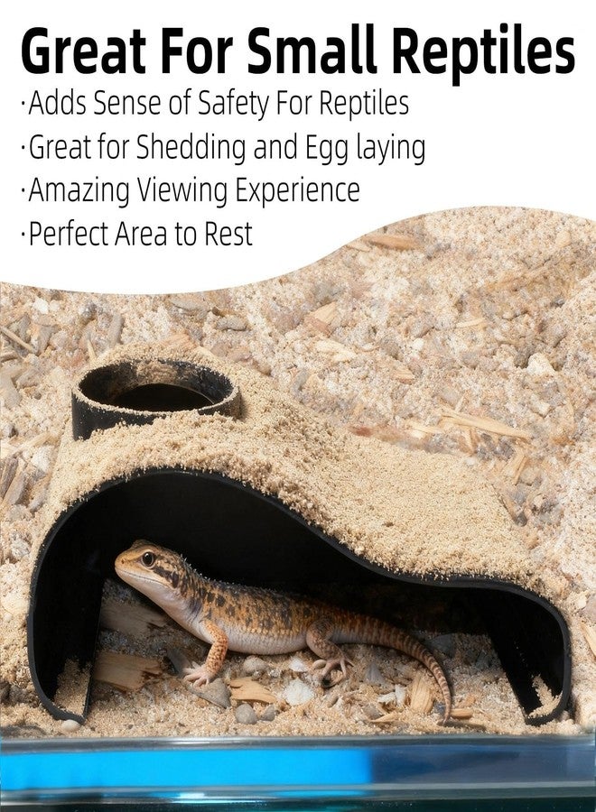 Hollima Black Reptile Underground Cave Viewing Hide Lizard Hognose Leopard Snake Gecko Hideout Habitat Tank Enrichment Reptile Decoration Accessories Ornaments Supplies - Image 5